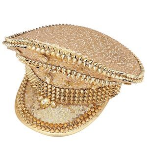 Rhinestone Pointed Spike Studded Captain Hat